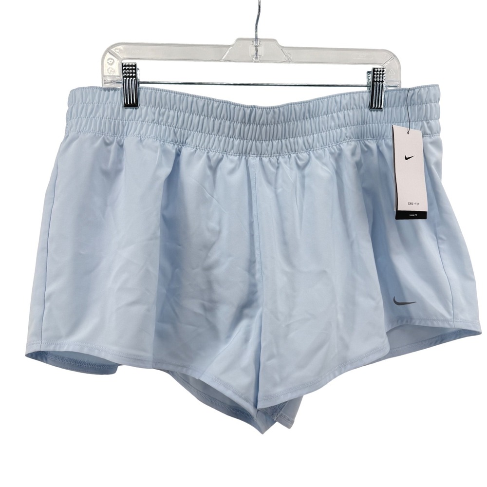 NEW Nike Training Brief Shorts Womens XL Light Blue Dri-FIT Loose Fit DX6010-423
